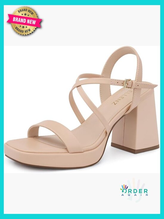 Chunky Platform Heels 3.9 Inch Heeled Sandals Strappy Square Open Toe Dressy
